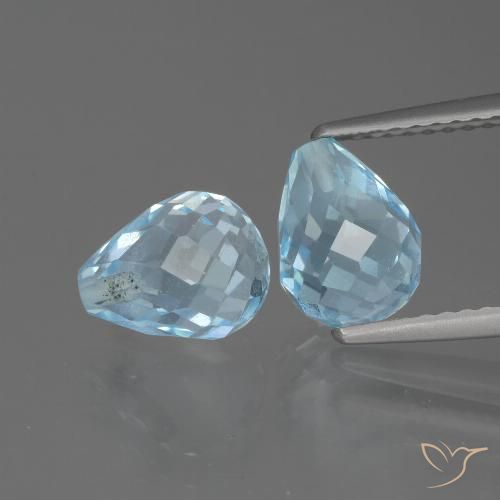 5.12ctw Naturel Bleu ciel Topaze, Briolette, VVS-VS
