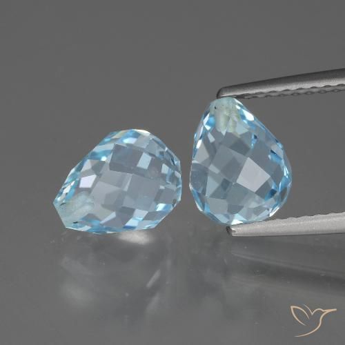 5.41ctw Naturel Bleu ciel Topaze, Briolette, VVS-VS