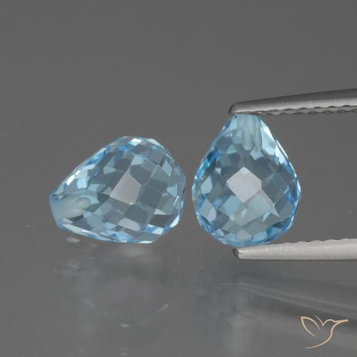 5.20ctw Naturel Bleu ciel Topaze, Briolette, VVS