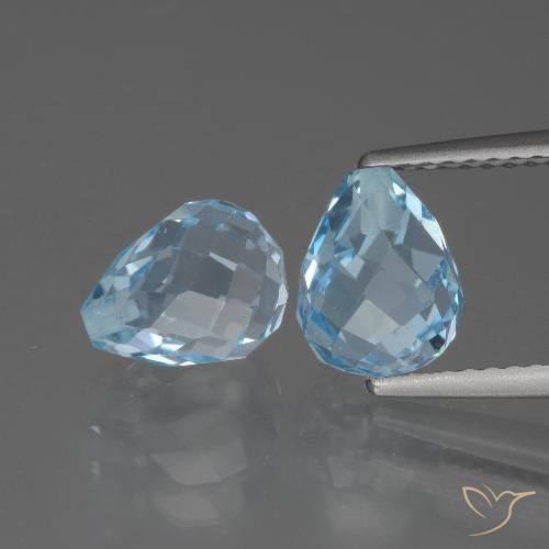5.25ctw Naturel Bleu ciel Topaze, Briolette, VVS-VS