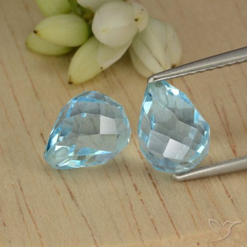 5.21ctw Naturel Bleu ciel Topaze, Briolette, VVS-VS