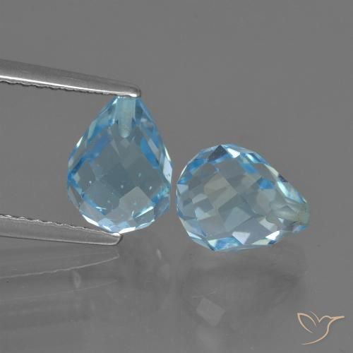 5.11ctw Naturel Bleu ciel Topaze, Briolette, VS