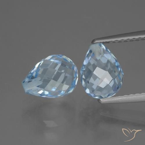 5.26ctw Naturel Bleu ciel Topaze, Briolette, VS