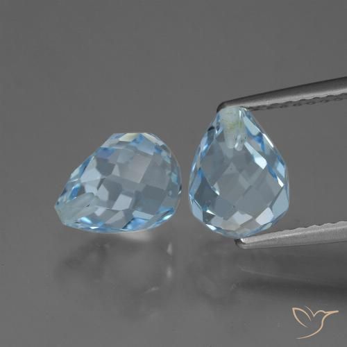 4.99ctw Naturel Bleu ciel Topaze, Briolette, VVS-VS