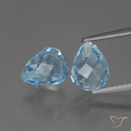 4.90ctw Naturel Bleu ciel Topaze, Briolette, VS