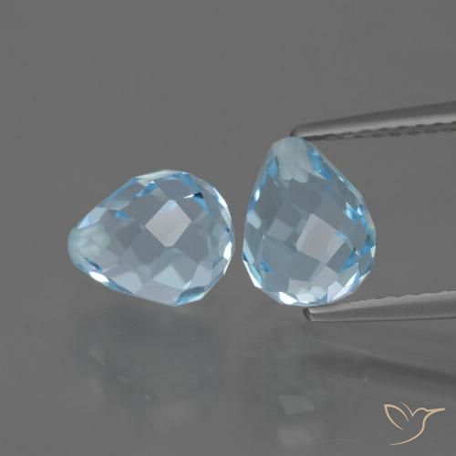 5.02ctw Naturel Bleu ciel Topaze, Briolette, VVS-VS
