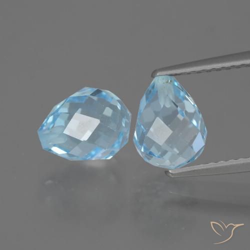 5.21ctw Naturel Bleu ciel Topaze, Briolette, VVS-VS