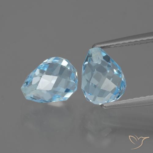 5.15ctw Naturel Bleu ciel Topaze, Briolette, VVS-VS