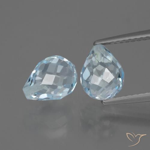 5.12ctw Naturel Bleu ciel Topaze, Briolette, VS