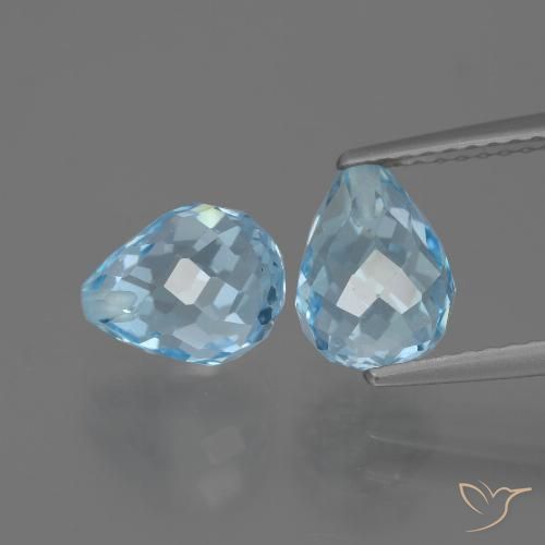 5.07ctw Naturel Bleu ciel Topaze, Briolette, VS
