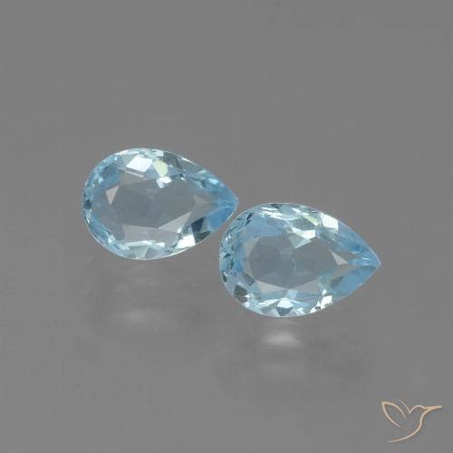 1.70ctw Naturel Bleu ciel Topaze, En forme de poire, VVS-VS