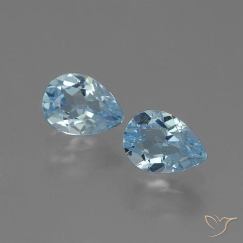 1.90ctw Naturel Bleu Suisse Topaze, En forme de poire, VVS-VS