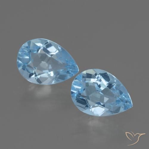1.75ctw Naturel Bleu ciel Topaze, En forme de poire, VVS-VS