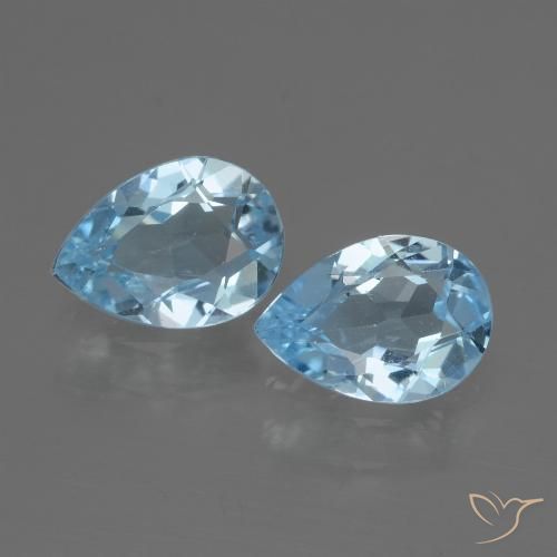 1.50ctw Naturel Bleu ciel Topaze, En forme de poire, VVS-VS