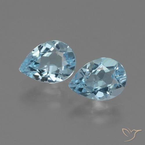 1.75ctw Naturel Bleu ciel Topaze, En forme de poire, VVS-VS