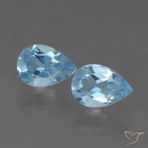 1.57ctw Naturel Bleu Suisse Topaze, En forme de poire, VVS-VS