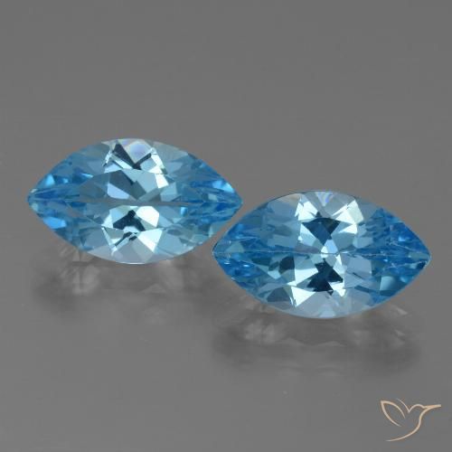 8.14ctw Naturel Bleu Suisse Topaze, Marquise, VVS-VS