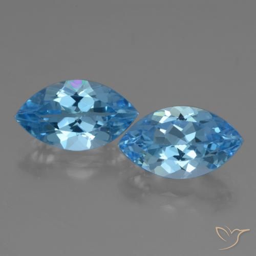 8.00ctw Naturel Bleu Suisse Topaze, Marquise, VVS-VS