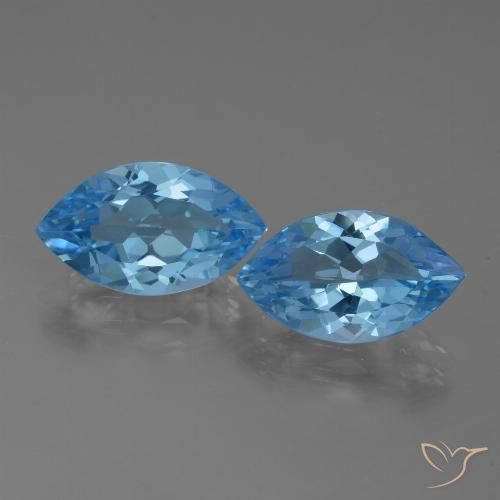 7.40ctw Naturel Bleu Suisse Topaze, Marquise, VVS