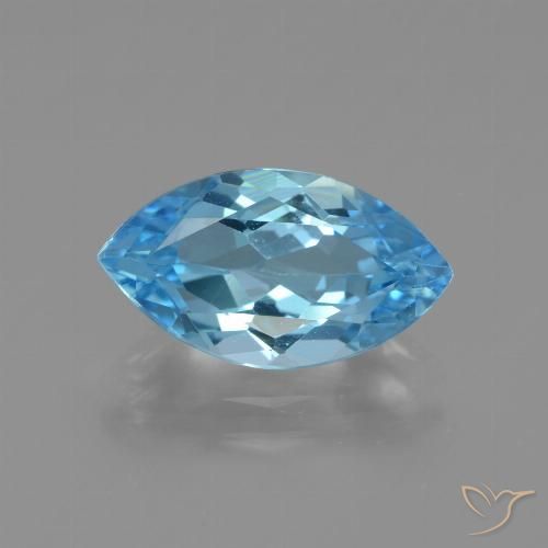 Topaze Bleu Suisse naturelle Marquise, 3.85 ct, VVS