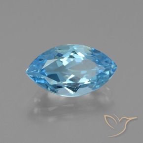 Topaze Bleu Suisse naturelle Marquise, 3.85 ct, VVS