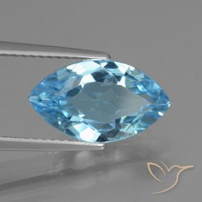 Topaze Bleu ciel naturelle Marquise, 3.80 ct, VVS