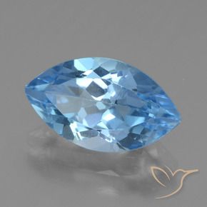 Topaze Bleu Suisse naturelle Marquise, 4.16 ct, VVS