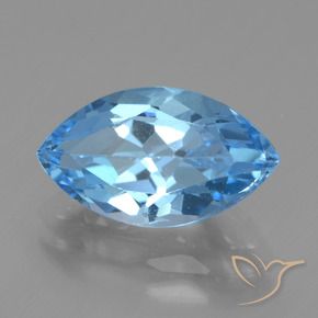 Topaze Bleu Suisse naturelle Marquise, 4.27 ct, VVS-VS