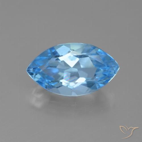 Topaze Bleu Suisse naturelle Marquise, 4.12 ct, VVS