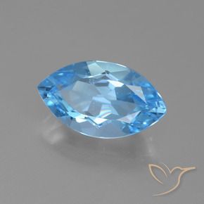 Topaze Bleu Suisse naturelle Marquise, 4.12 ct, VVS