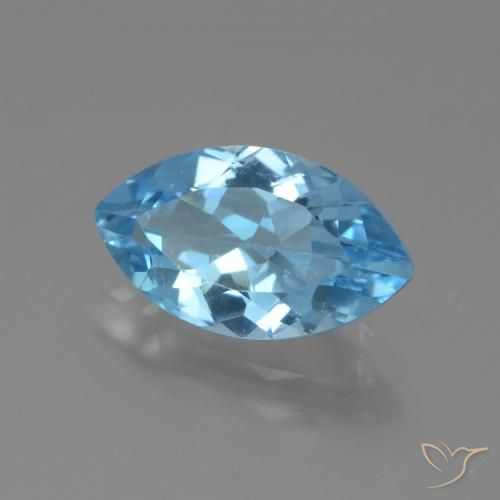 Topaze Bleu Suisse naturelle Marquise, 4.12 ct, VVS-VS