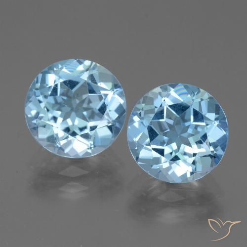 Achetez naturel 6,42ct bleue topaze gems, coupe roude, en provenance brésil chez gemselect. en stock, livraison internationale!