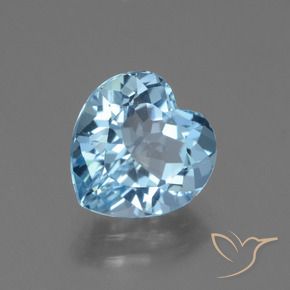 Topaze Bleu ciel naturelle Cœur, 3.19 ct, VVS