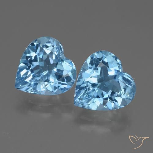 5.75ctw Naturel Bleu ciel Topaze, Cœur, VVS