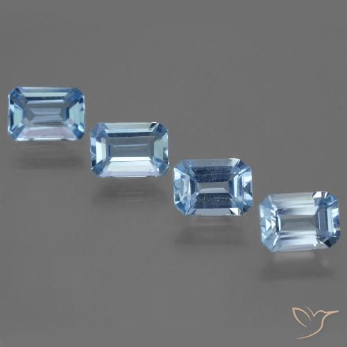 4.70ctw Naturel Bleu Suisse Topaze, Taille émeraude, VVS-VS