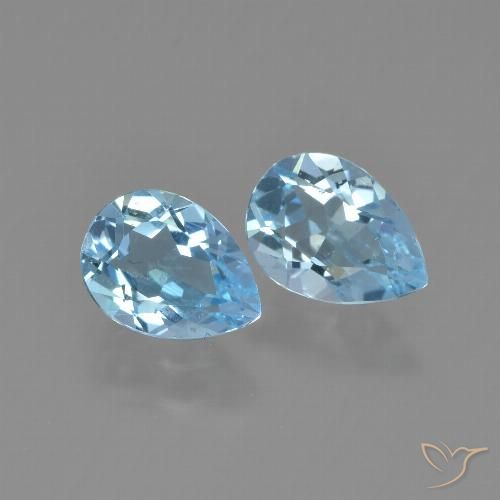 1.70ctw Naturel Bleu ciel Topaze, En forme de poire, VVS-VS