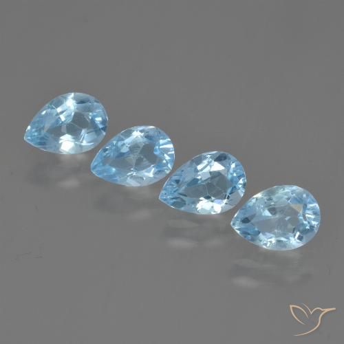 3.30ctw Naturel Bleu ciel Topaze, En forme de poire, VVS-VS