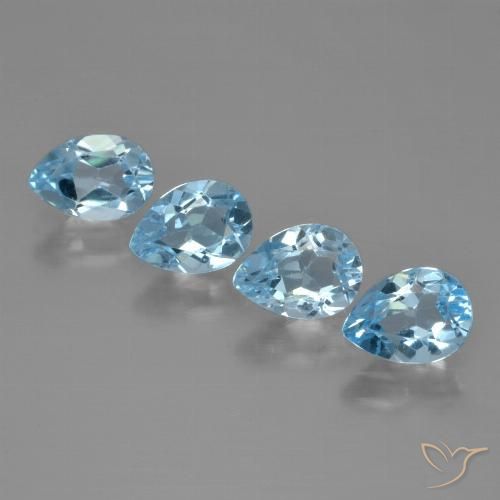 3.29ctw Naturel Bleu Suisse Topaze, En forme de poire, VVS
