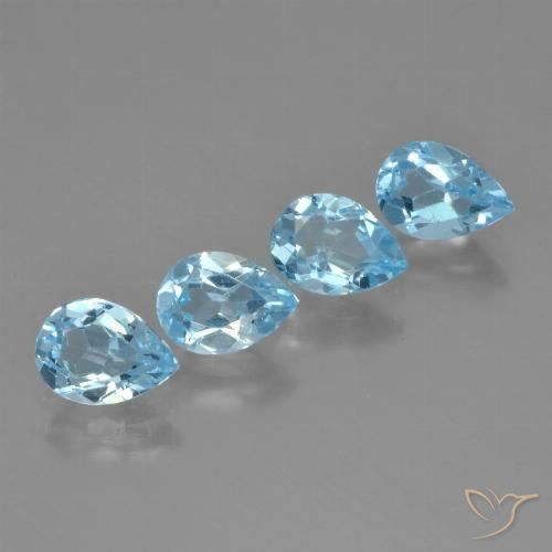 3.43ctw Naturel Bleu Suisse Topaze, En forme de poire, VVS-VS