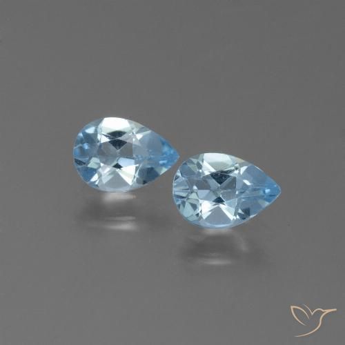 1.55ctw Naturel Bleu Suisse Topaze, En forme de poire, VS