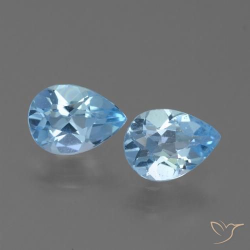 1.60ctw Naturel Bleu ciel Topaze, En forme de poire, VVS-VS