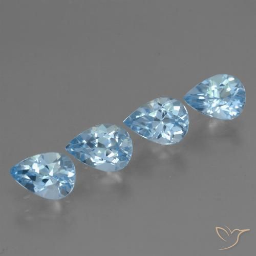 3.41ctw Naturel Bleu Suisse Topaze, En forme de poire, VVS-VS
