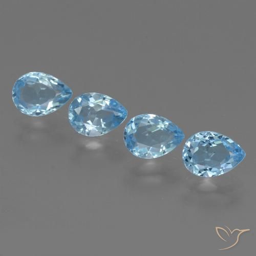 3.53ctw Naturel Bleu Suisse Topaze, En forme de poire, VVS-VS