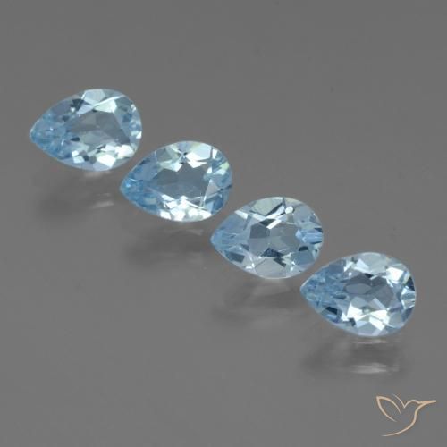 3.12ctw Naturel Bleu ciel Topaze, En forme de poire, VVS-VS
