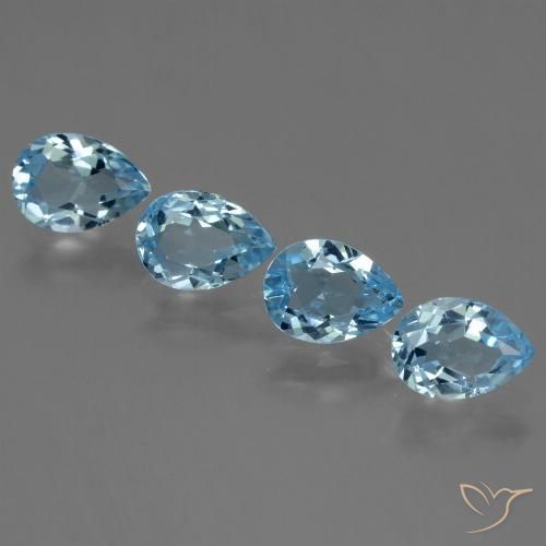 3.44ctw Naturel Bleu ciel Topaze, En forme de poire, VVS-VS