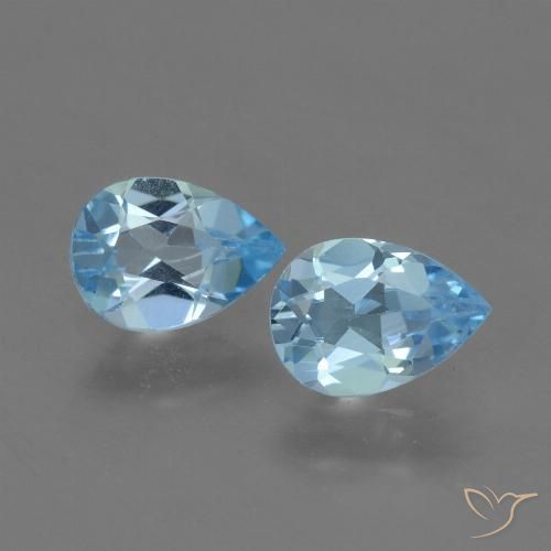 1.54ctw Naturel Bleu Suisse Topaze, En forme de poire, VVS-VS
