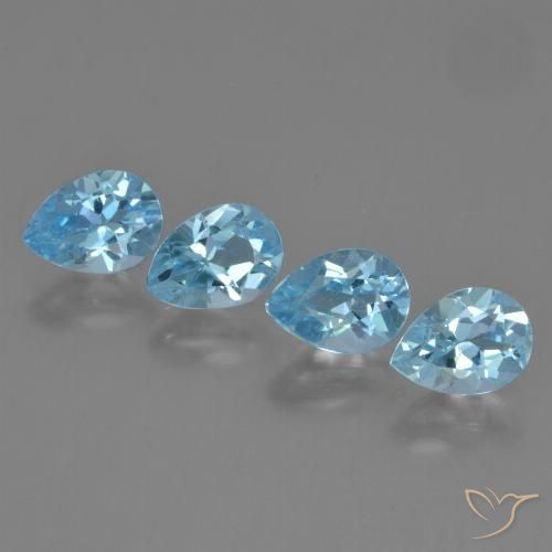3.67ctw Naturel Bleu ciel Topaze, En forme de poire, VVS-VS