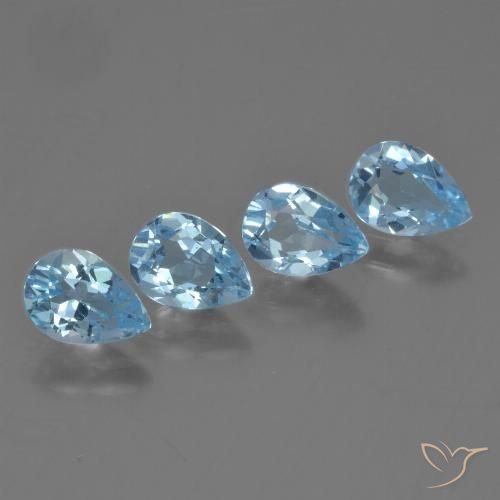 3.36ctw Naturel Bleu Suisse Topaze, En forme de poire, VVS-VS