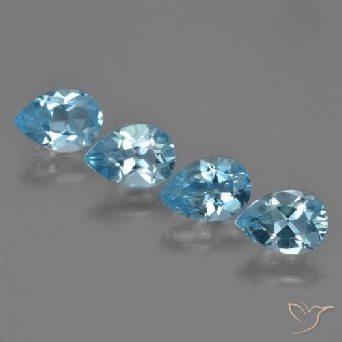3.18ctw Naturel Bleu Suisse Topaze, En forme de poire, VVS-VS