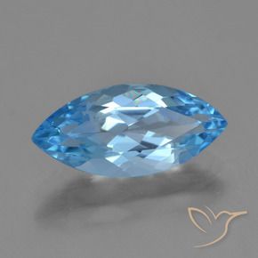 Topaze Bleu Suisse naturelle Marquise, 3.63 ct, VVS